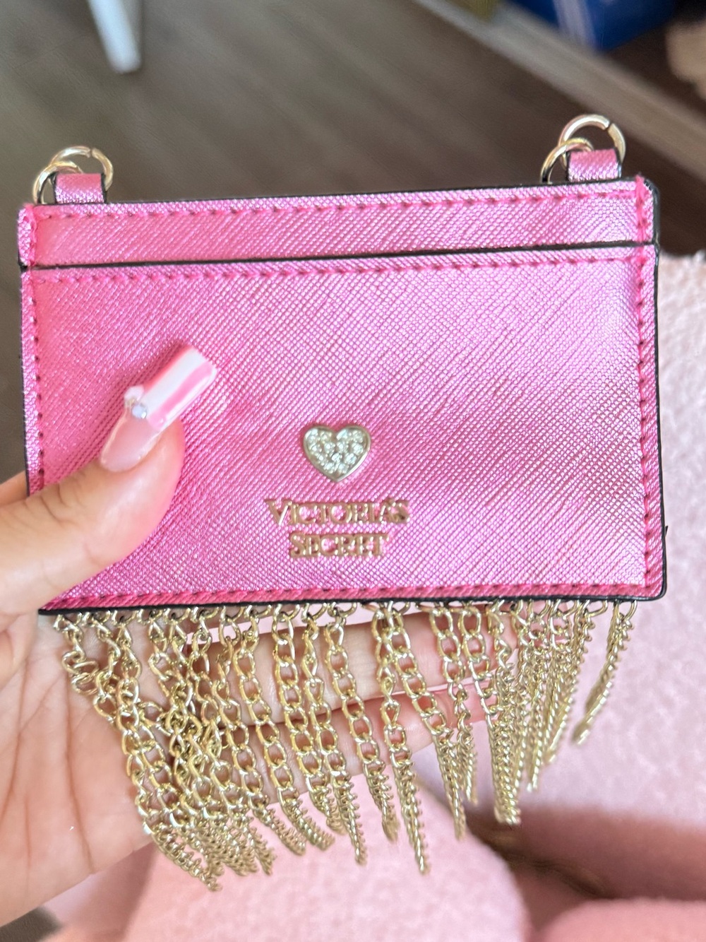 Victoria's Secret Pink Cardholder with Gold Chain Fringe